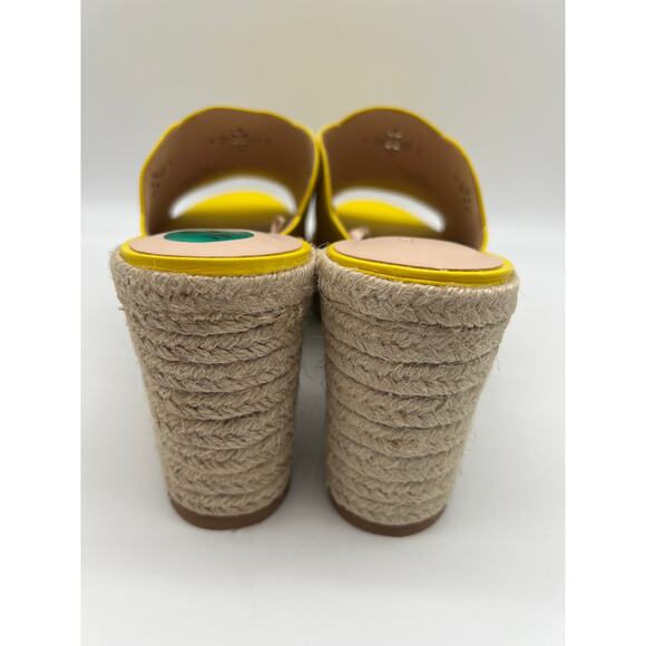 Kate Spade Tenley Espadrille Wedge Mule Sandal Yellow Leather S8311001 Size 7.5. - Picture 9 of 12
